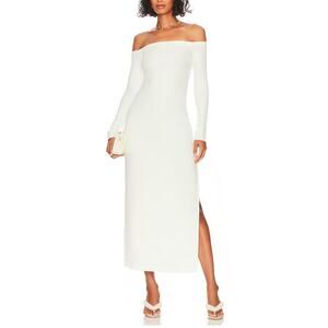 Song Of Style 'Leah' White Off Shoulder Midi Dress Size XS